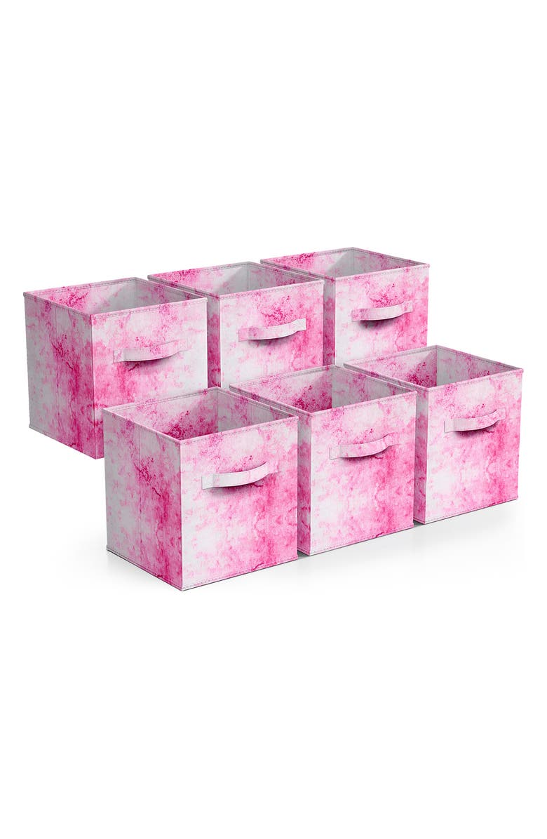 SORBUS 6-Pack Collapsible Storage Bins, Main, color, Tie- Dye Pink