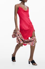 Desigual Lace Trim Asymmetric Slipdress