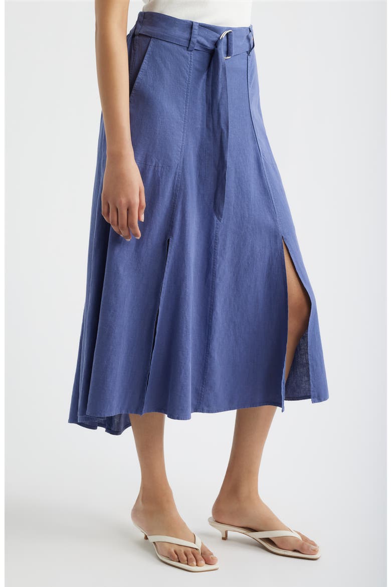 Belted Double Slit Midi Skirt, Alternate, color, SMOKE