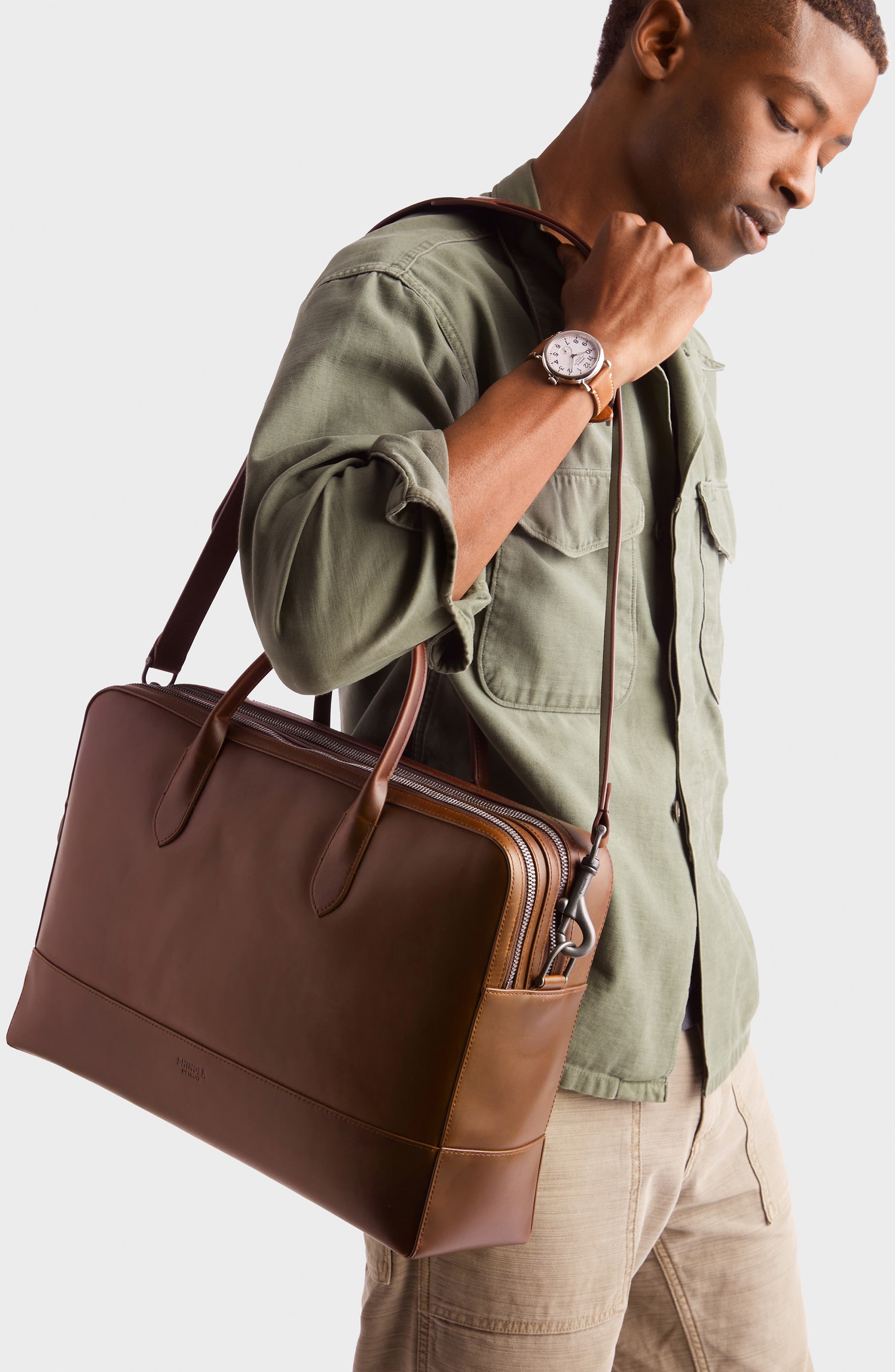 Shinola Canfield Brief Leather Messenger Bag, Alternate, color, 