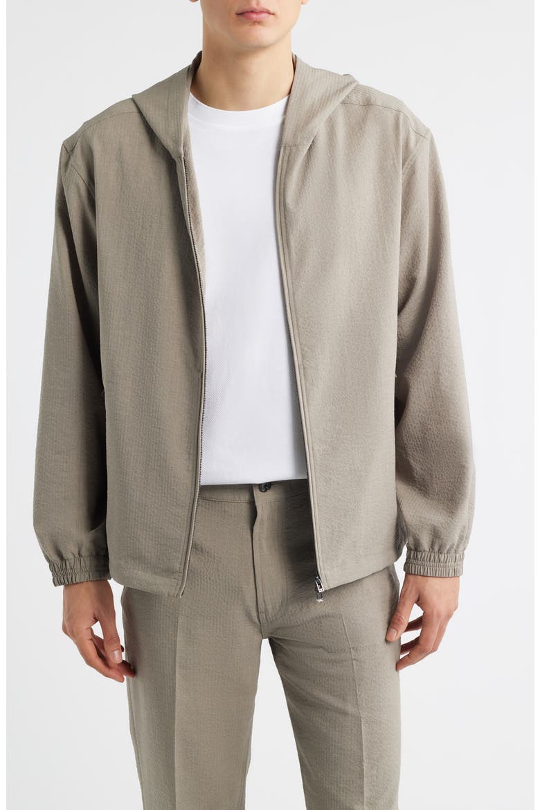 Seersucker Hooded Jacket, Main, color, SOLID DARK BEIGE