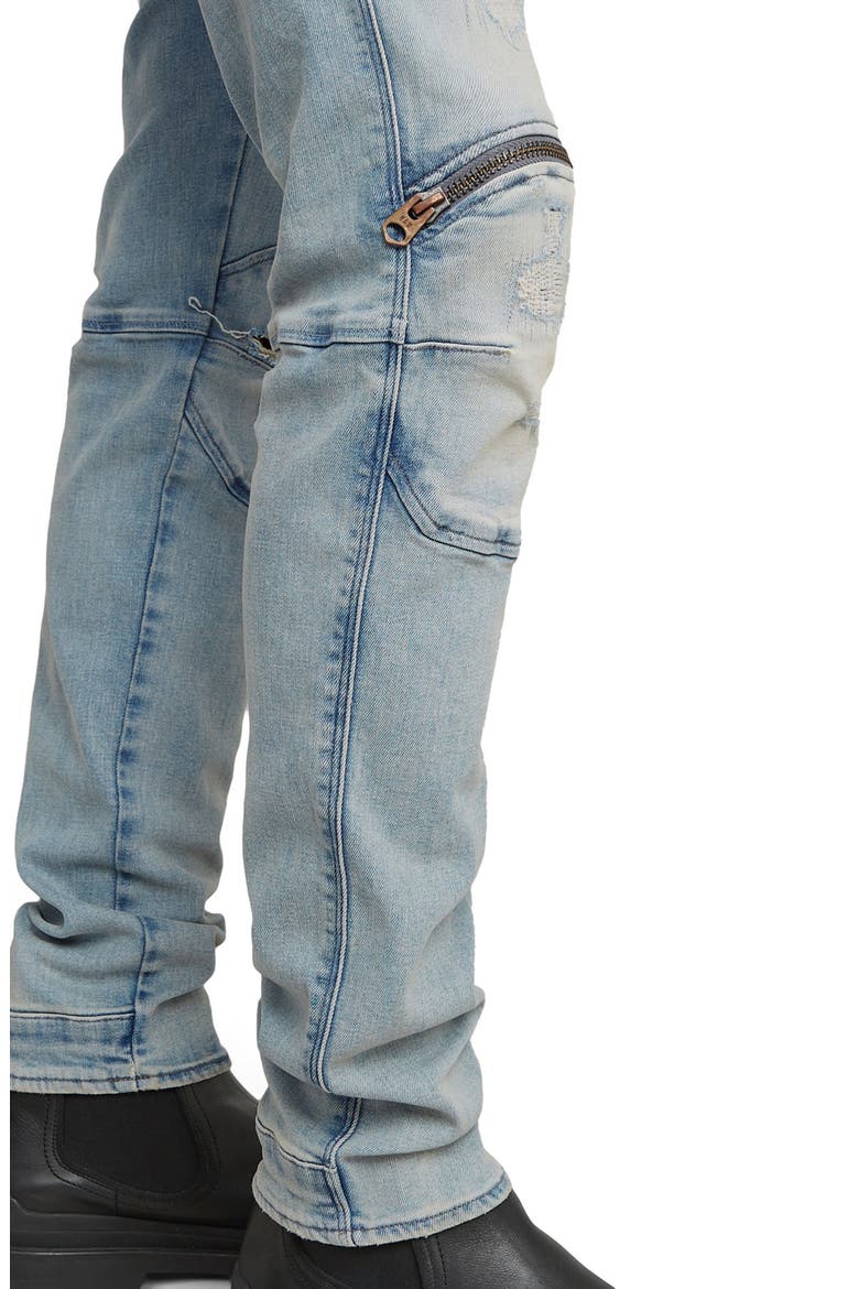 5620 3D Zip Knee Ripped Skinny Jeans, Alternate, color, VINTAGE SUMMER SKY RESTORED