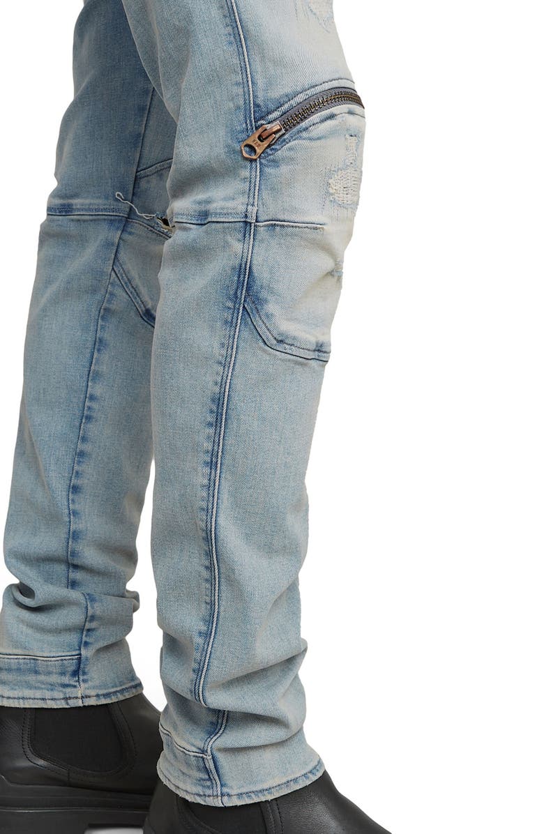 G-STAR 5620 3D Zip Knee Ripped Skinny Jeans, Alternate, color, Vintage Summer Sky Restored