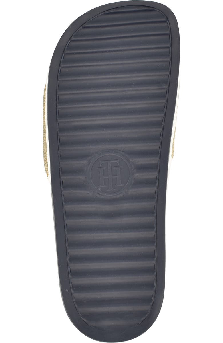 Tommy Hilfiger Glitter Slide Sandal, Alternate, color, Light Gold/ White