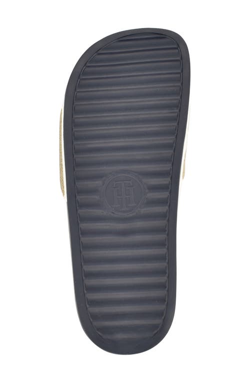 Tommy Hilfiger Glitter Slide Sandal In Light Gold/white