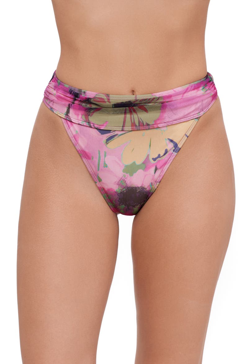 Shirred Hipster Bikini Bottoms, Main, color, MULTI