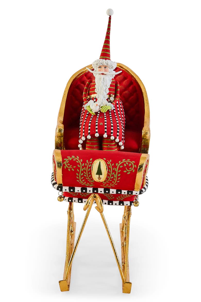 Patience Brewster Dash Away Santa and Sleigh Figures, Main, color, RED