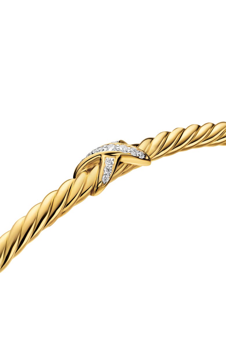 David Yurman Micro Cable Flex X Bracelet in 18K Gold with Diamonds, 2.6mm, Alternate, color, Gold
