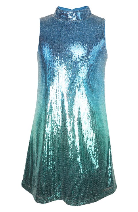 Kids' Ombré Sequin Sleeveless Trapeze Dress (Big Kid)