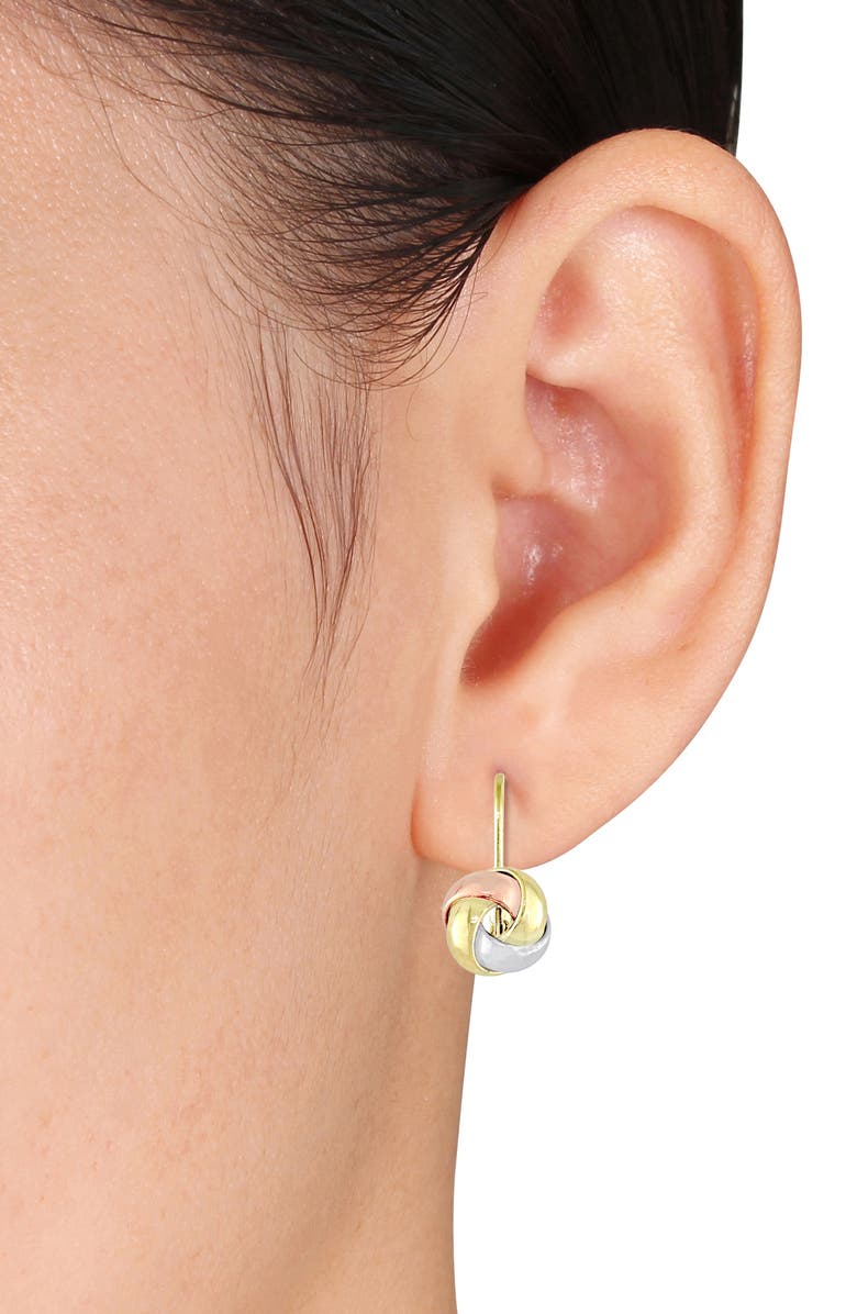 DELMAR Entwined Polished Love Knot Huggie Hoop Earrings, Alternate, color, Gold Multi