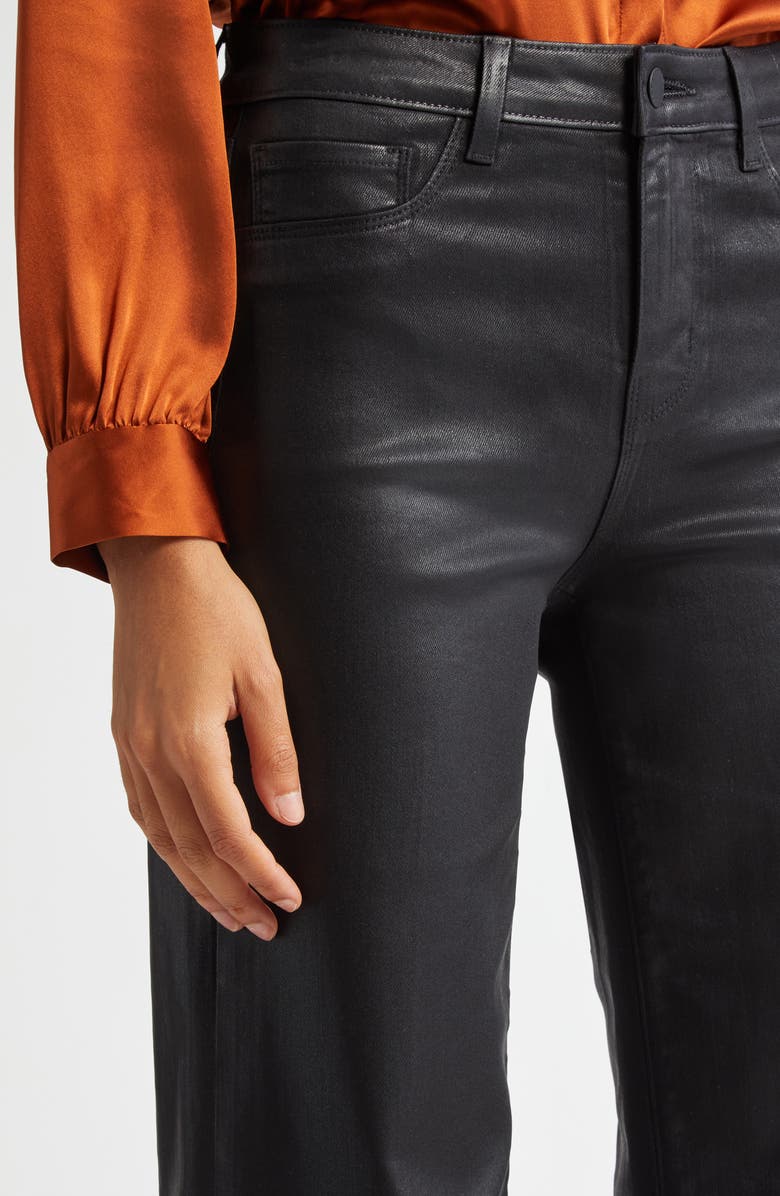 L'AGENCE Clayton High Waist Wide Leg Pants, Alternate, color, Noir Coated
