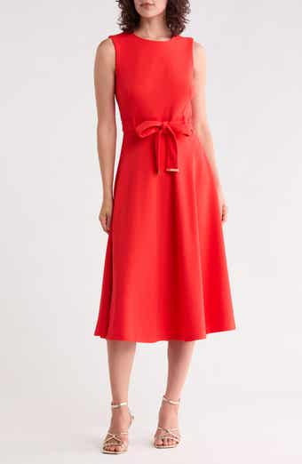 Self Belt A-Line Midi Dress