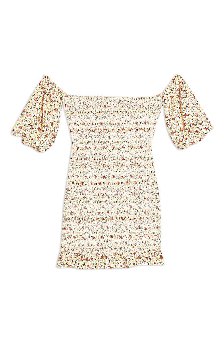 Topshop Ditsy Floral Print Off the Shoulder Minidress, Alternate, color,