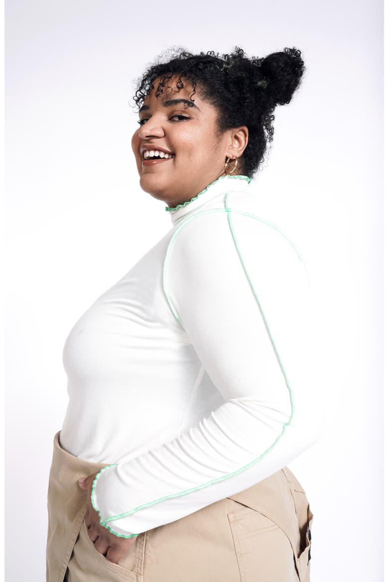 Mock Neck Long Sleeve Crop Top (Nordstrom Exclusive), Alternate, color, WHITE