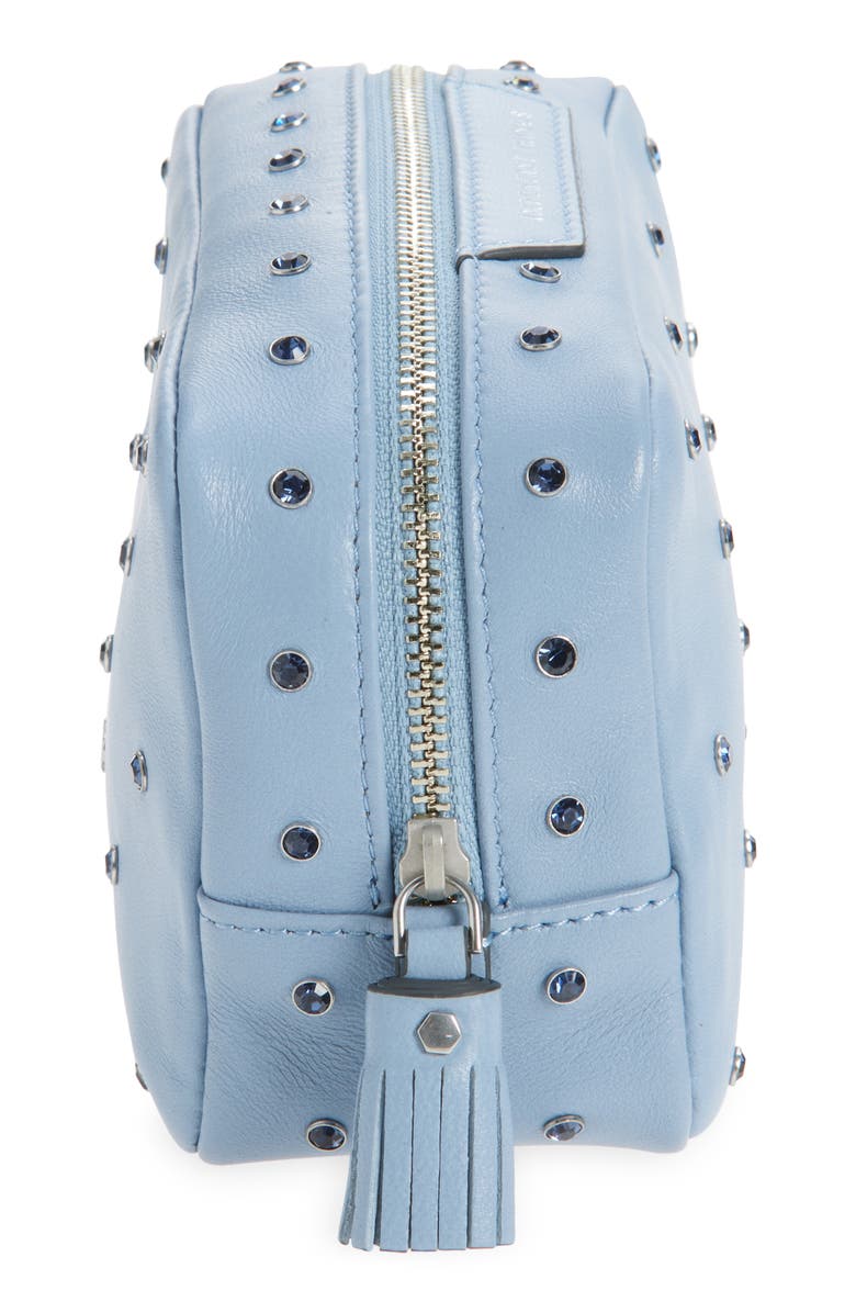 Anya Hindmarch Important Things Crystal Embellished Leather Pouch, Alternate, color, School Blue