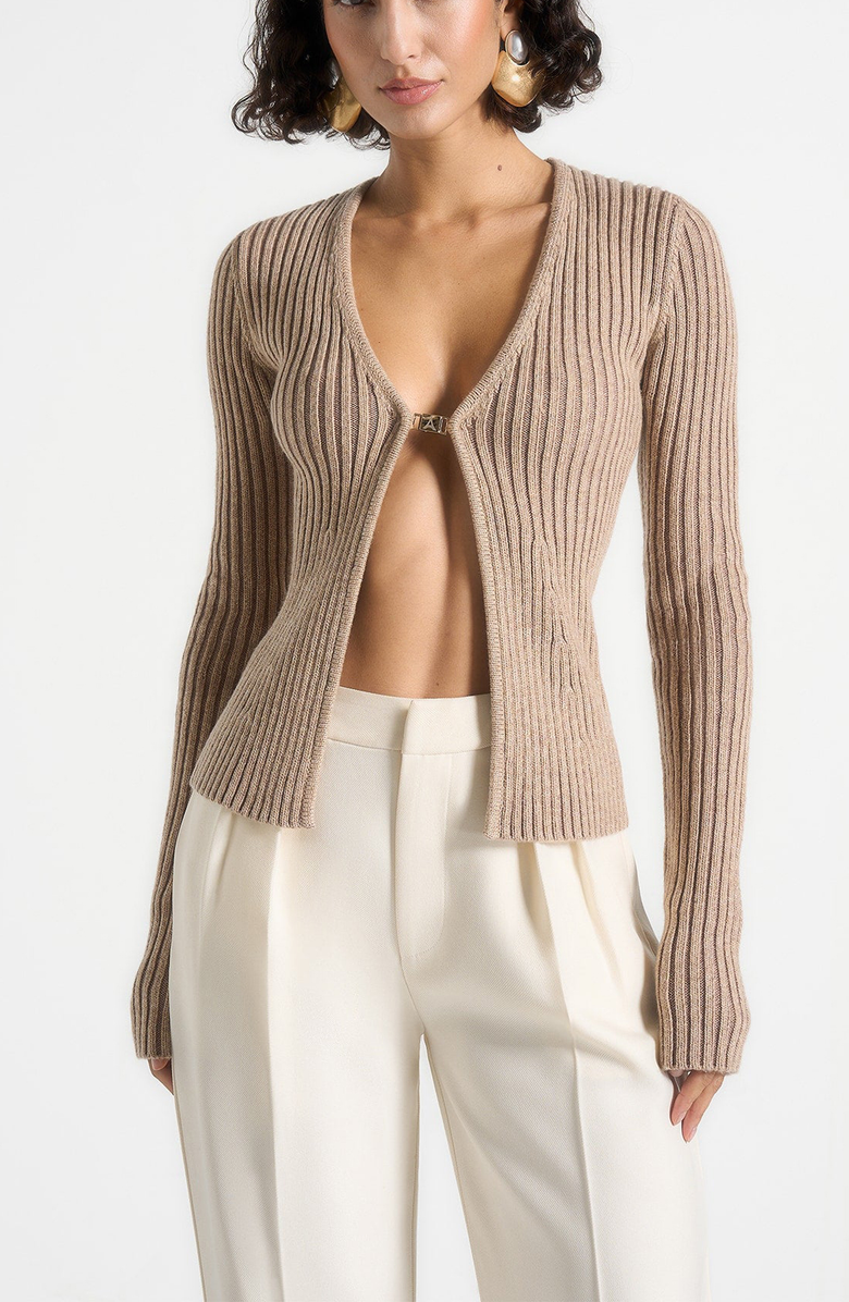 Manière De Voir Marisa 2-In-1 Knit Bandeau Cardigan, Alternate, color, Taupe
