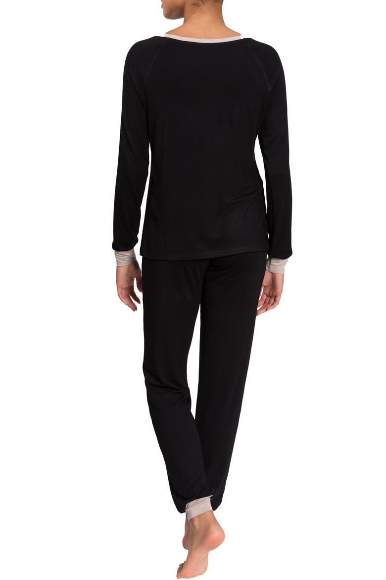 Henley Jogger Pajamas, Alternate, color, BLACK COMBO