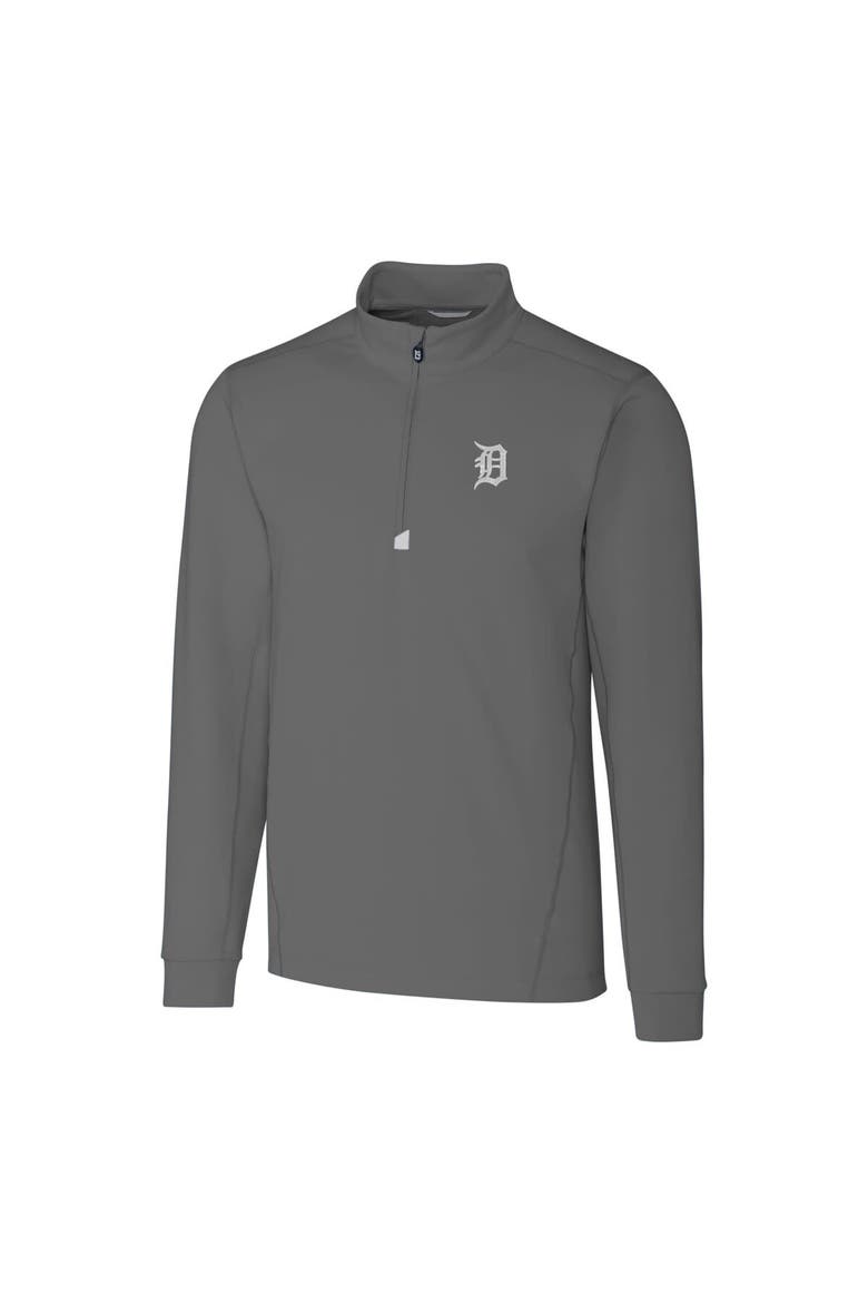 Men's Cutter & Buck  Gray Detroit Tigers Big & Tall Traverse Stretch Quarter-Zip Pullover Top, Alternate, color, Gray