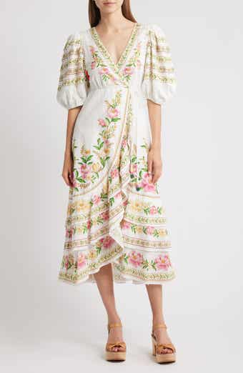 FARM Rio Palm Dream Floral Print Wrap Dress