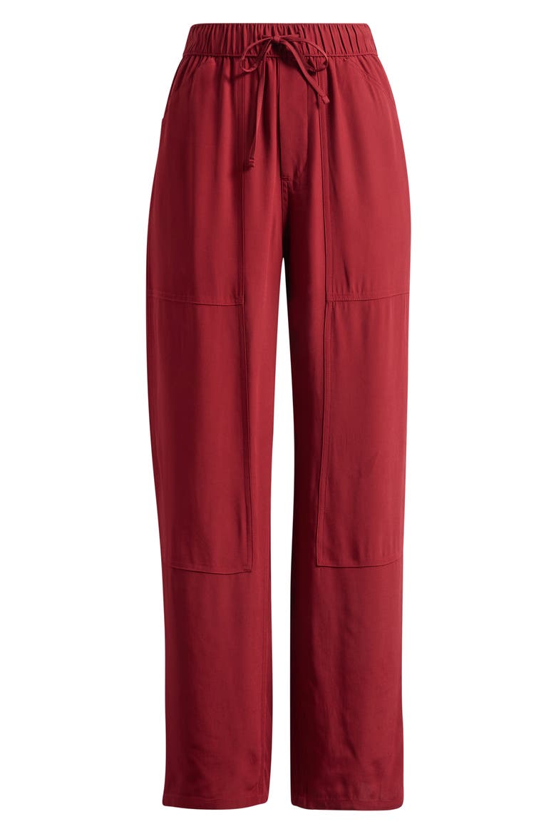 Atlas Satin Pull On Pants, Alternate, color, BURGUNDY