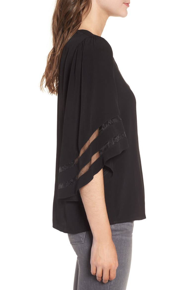 Illusion Sleeve Top, Alternate, color, BLACK