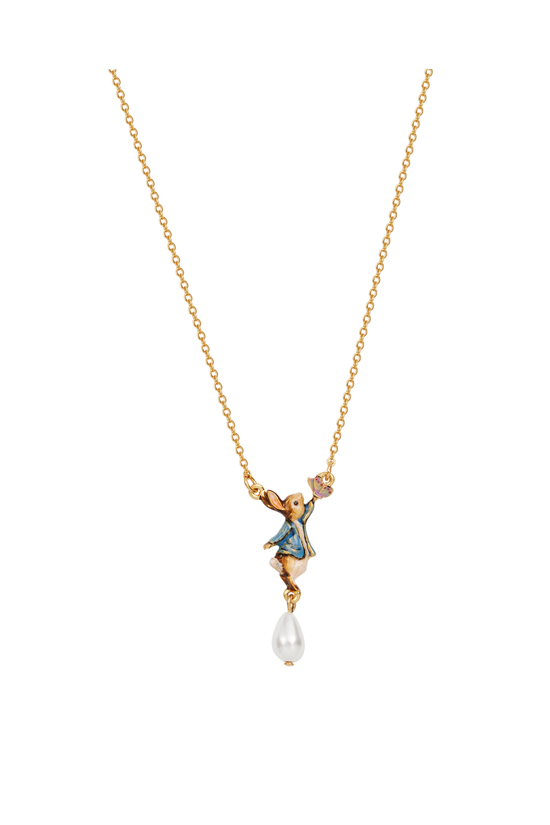 x Peter Rabbit Butterfly Pearl Drop Necklace, Main, color, Gold