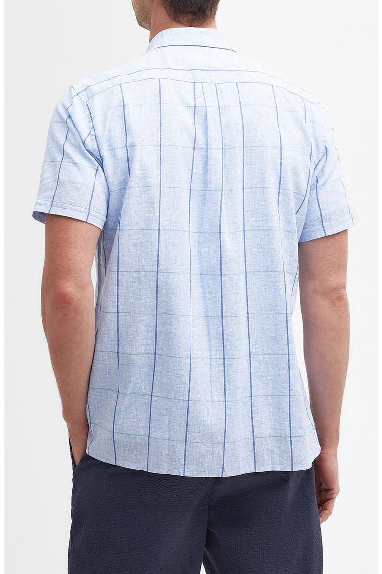 Swaledale Check Short Sleeve Linen & Cotton Button-Up Shirt, Alternate, color, BLUE