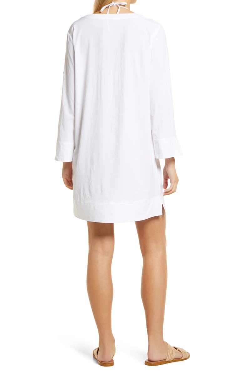 L.L.Bean Long Sleeve Notch Neck Cover-Up Dress, Alternate, color, 