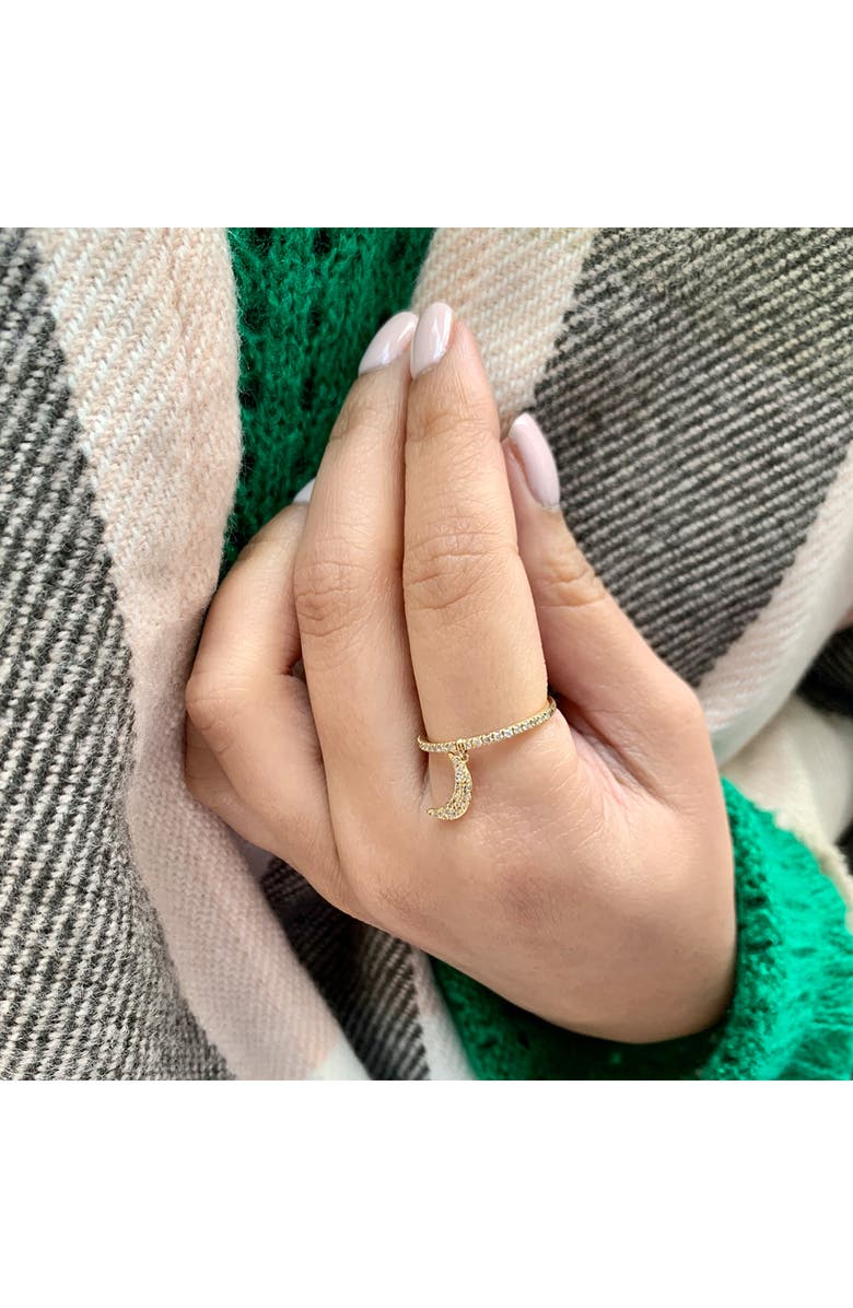 LuvMyJewelry Moonlit Diamond Charm Ring, Alternate, color, 14Kt Gold Vermeil On Sterling