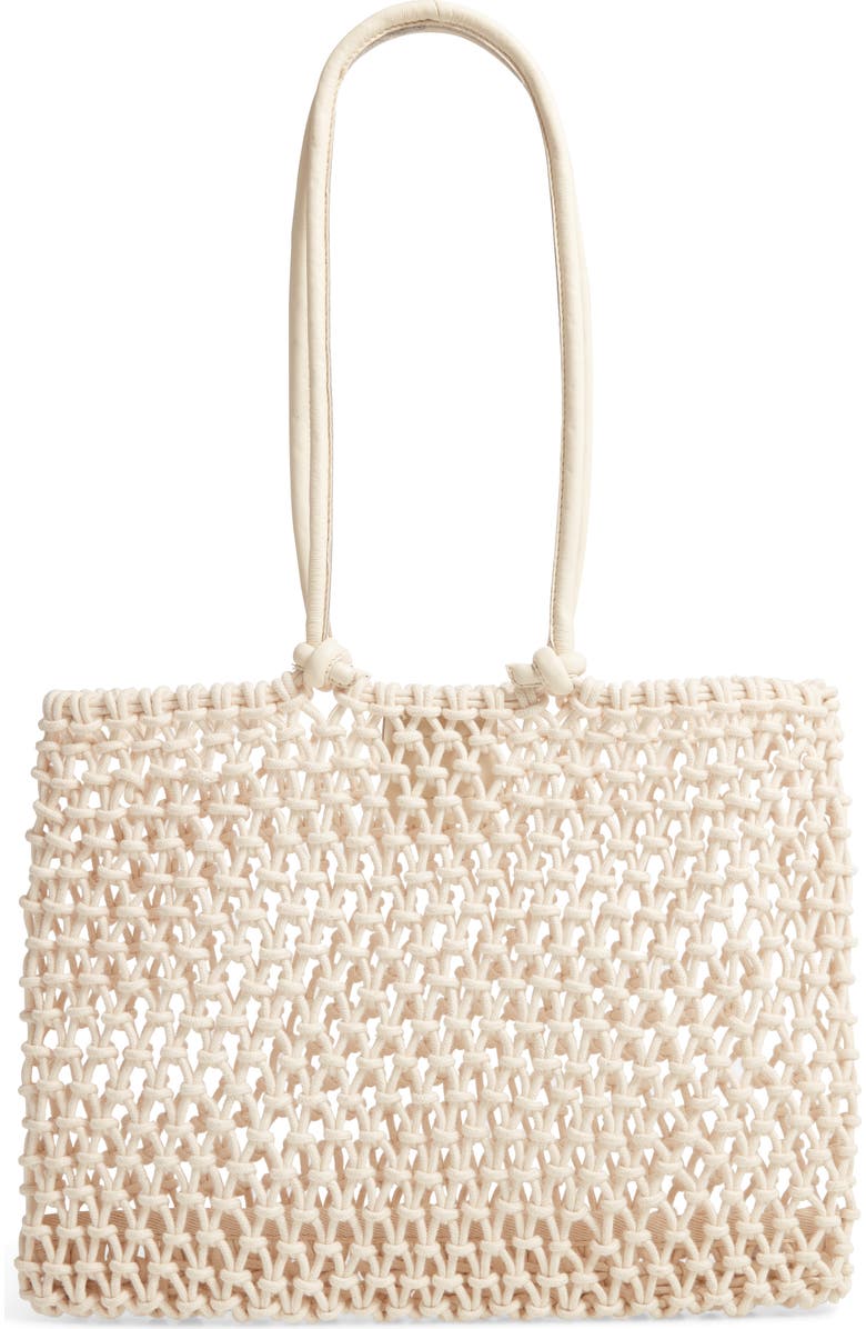 Clare V. Sandy Woven Market Tote, Alternate, color, Natural