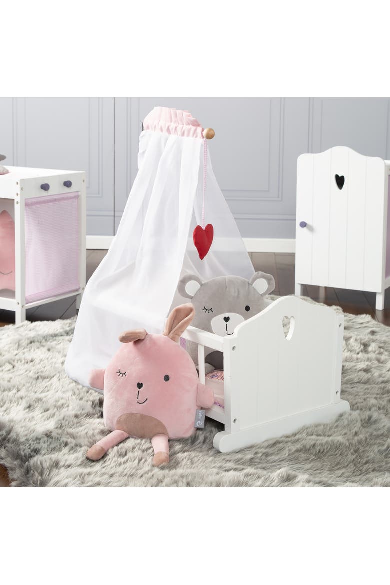Doll Cradle Set Fienchen Heart, Pink & White, Alternate, color, White