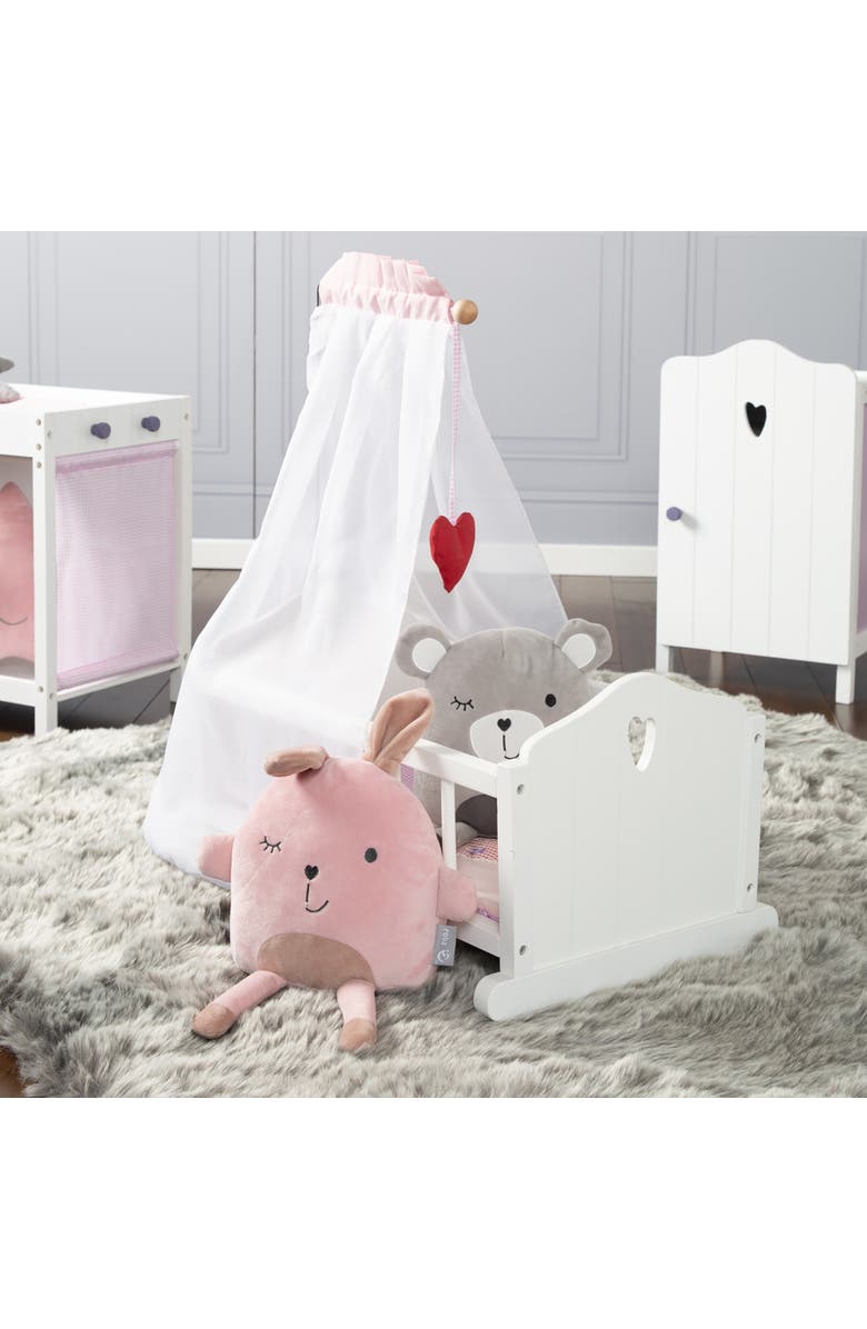 Roba-Kids Doll Cradle Set Fienchen Heart, Pink & White, Alternate, color, White