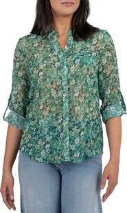 KUT from the Kloth Jasmine Chiffon Button-Up Shirt