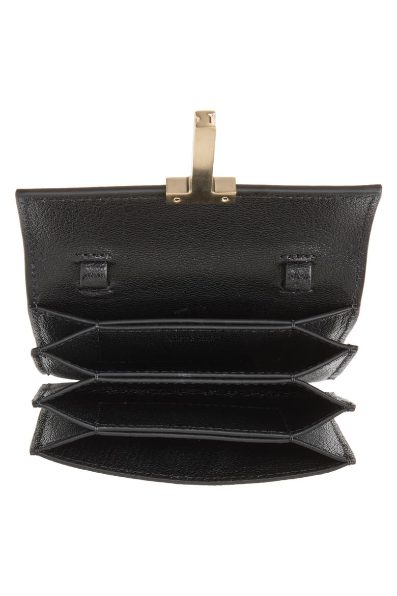 Mia Leather Card Holder Wallet on a Chain, Alternate, color, BLACK