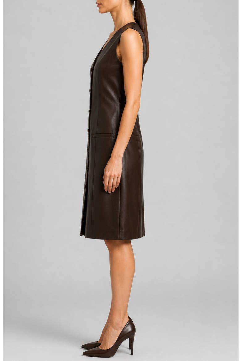 Faux Leather A-Line Dress, Alternate, color, COFFEE BEAN