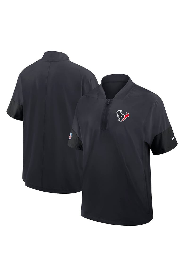 Men's Nike Navy Houston Texans Sideline Short Sleeve Quarter-Zip Performance Coach Jacket, Main, color, Navy