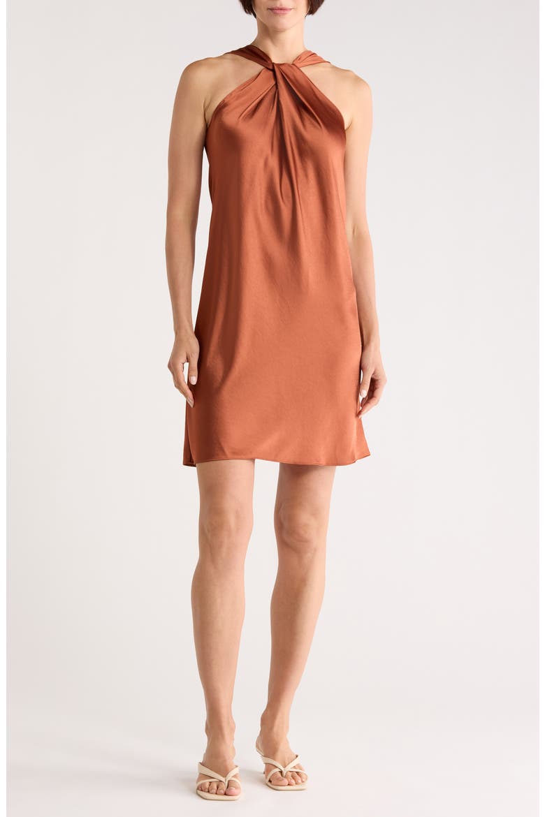 Twist Dr. Silky Shift Dress, Main, color, TERRACOTTA