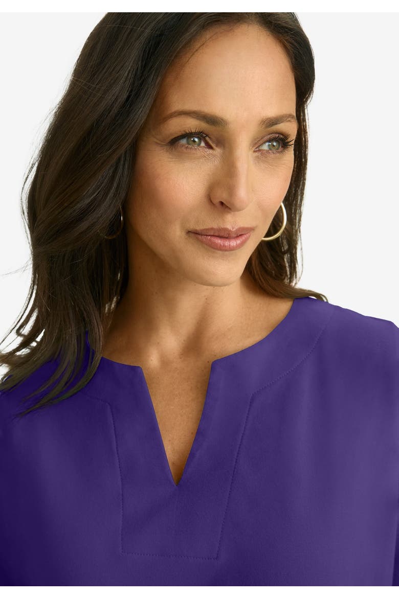 Stretch Cotton Notch Neck Tunic, Alternate, color, MIDNIGHT VIOLET