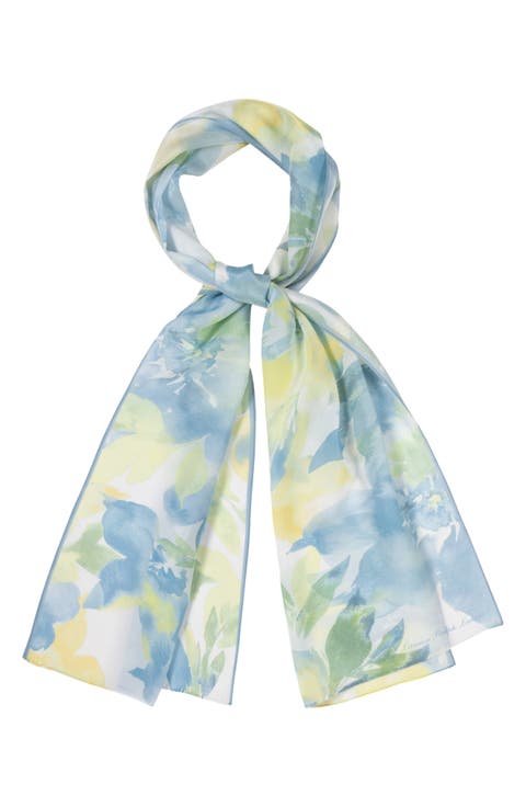 Oversize Summer Floral Silk Oblong Scarf