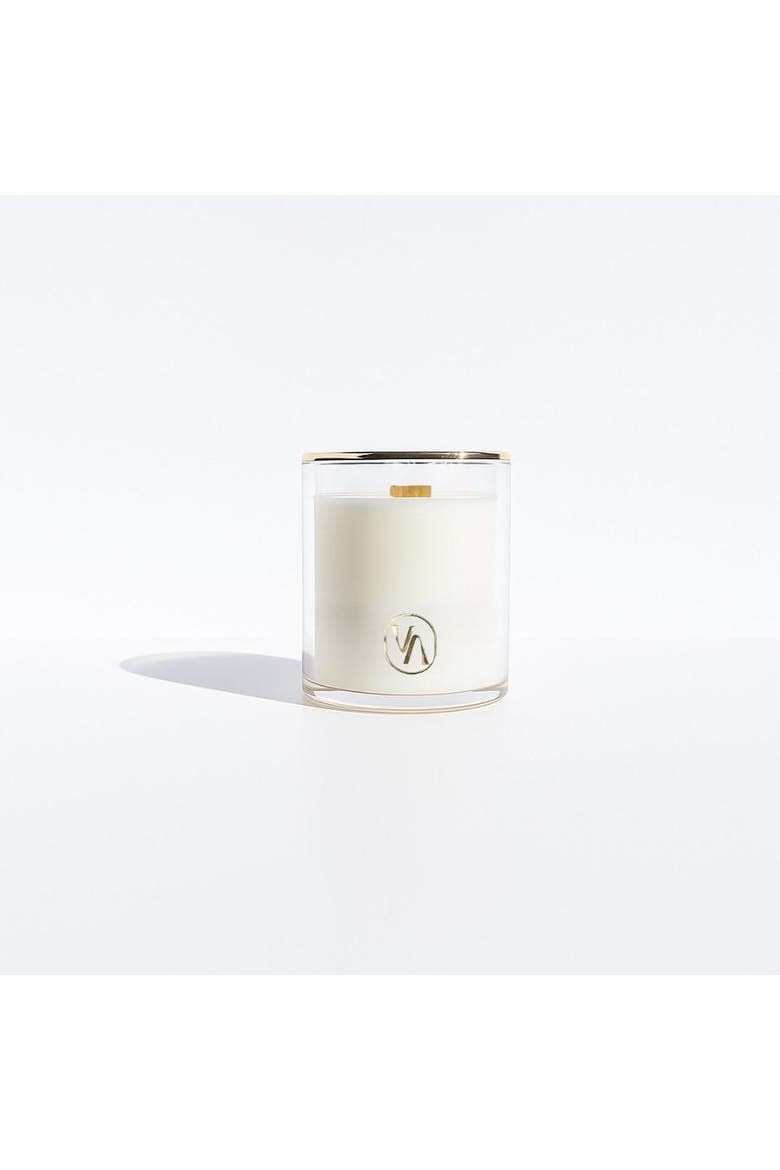 Hinoki Flower Scented Candle With Wood Wick, Main, color, White
