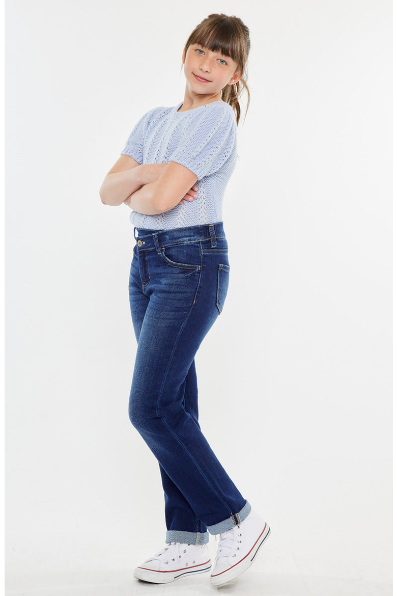 Milly Mid Rise Straight Jeans, Alternate, color, Dark Wash