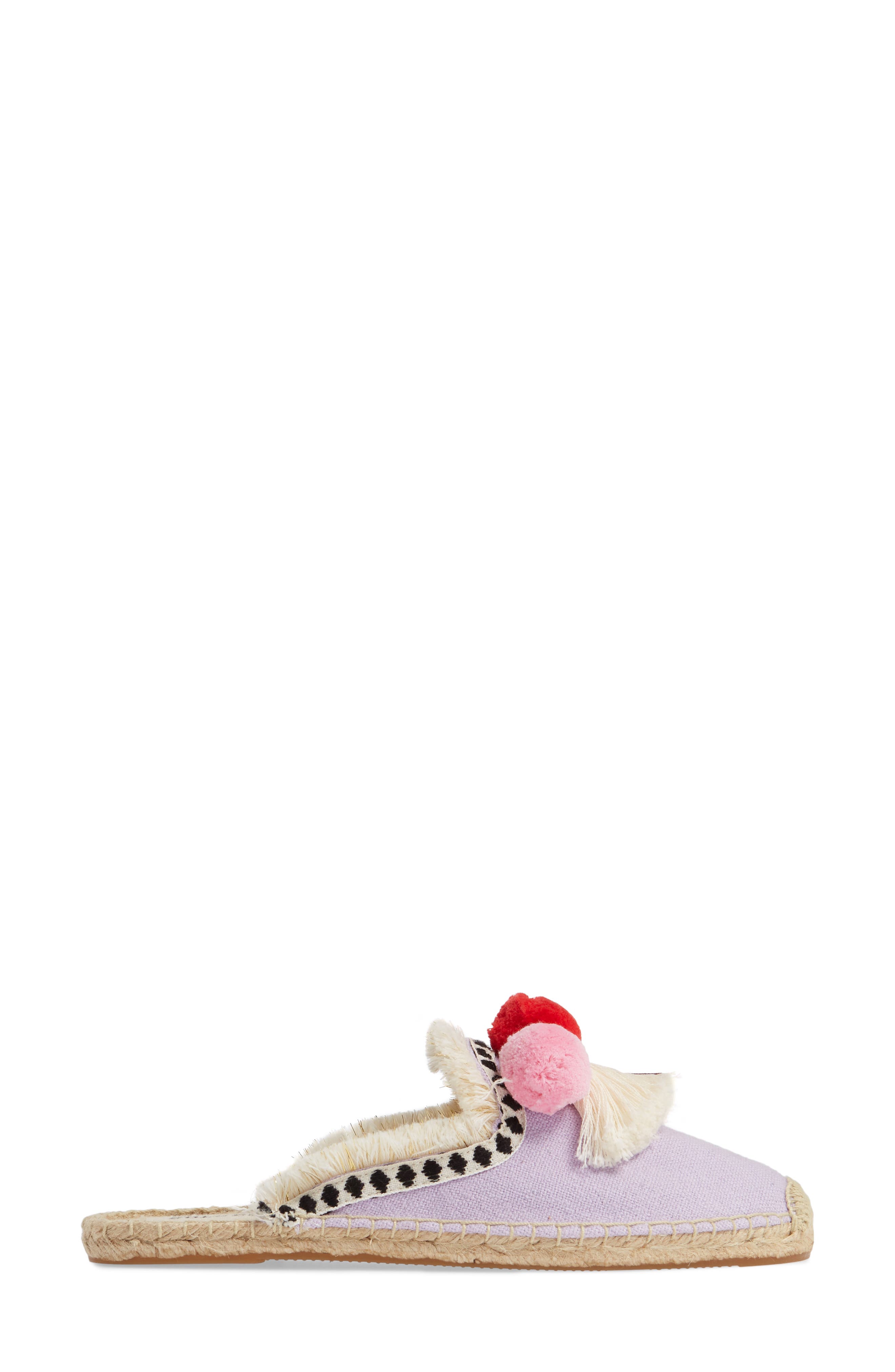 Pompom Espadrille Mule, Alternate, color, LILAC FABRIC