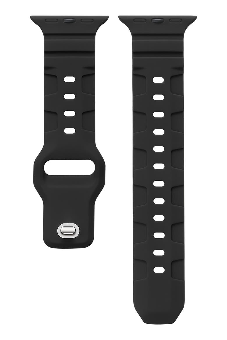 Ridge Silicone 27mm Apple Watch® Watchband, Main, color, BLACK