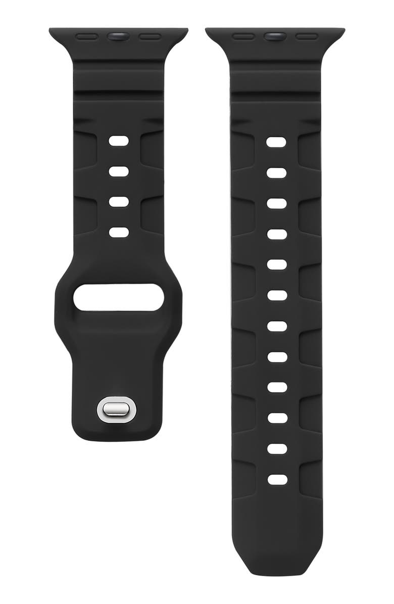 The Posh Tech Ridge Silicone 27mm Apple Watch<sup>®</sup> Watchband, Main, color, Black