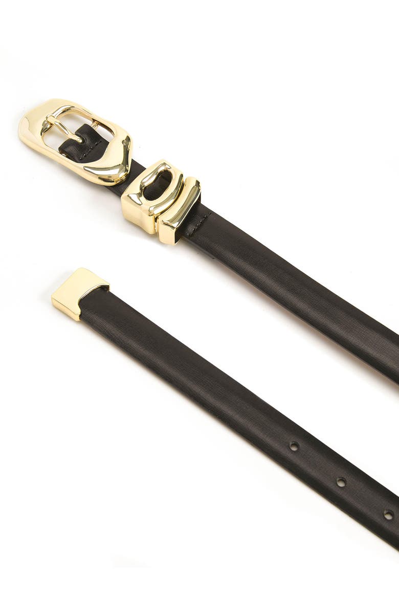 Ettika Molten Metal Leather Belt, Alternate, color, Black