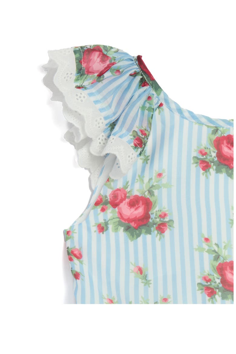 Floral Stripe Dress & Bloomers, Alternate, color, BLUE/ WHITE
