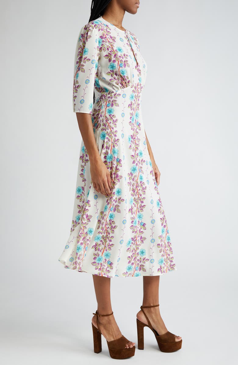 Etro Floral Print Puff Sleeve Midi Dress, Alternate, color,