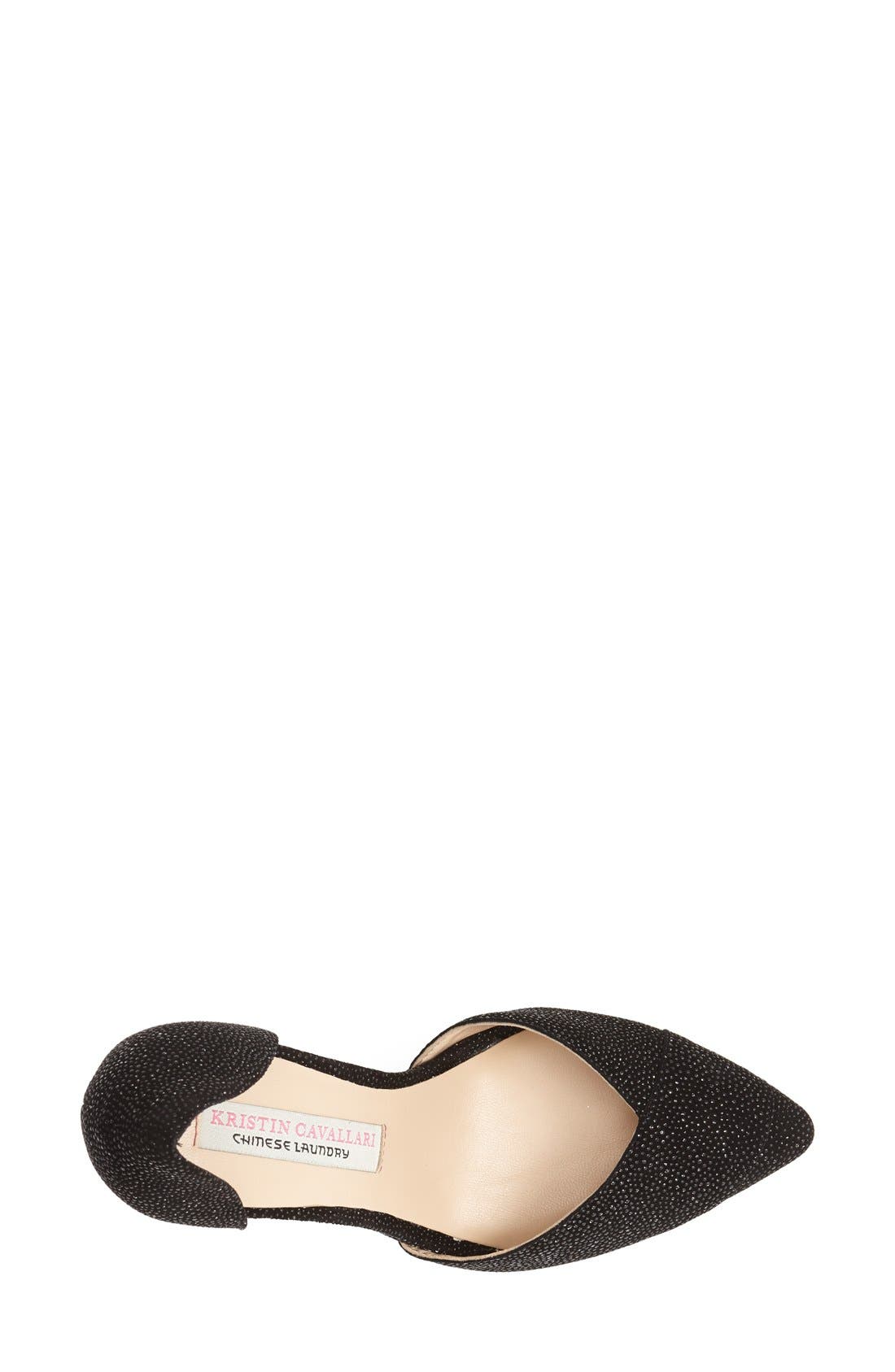 'Kamryn' d'Orsay Leather Pump, Alternate, color, BLACK