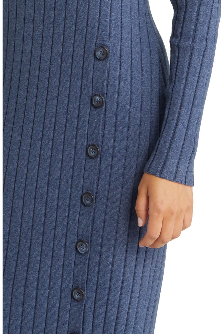 Women's Button Sweater Midi Dress, Alternate, color, BLUE CANAL HEATHER