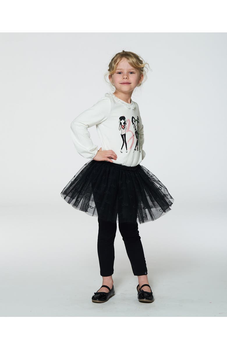 Deux par Deux Little Girl's Leggings With Tulle Skirt Black, Alternate, color, 